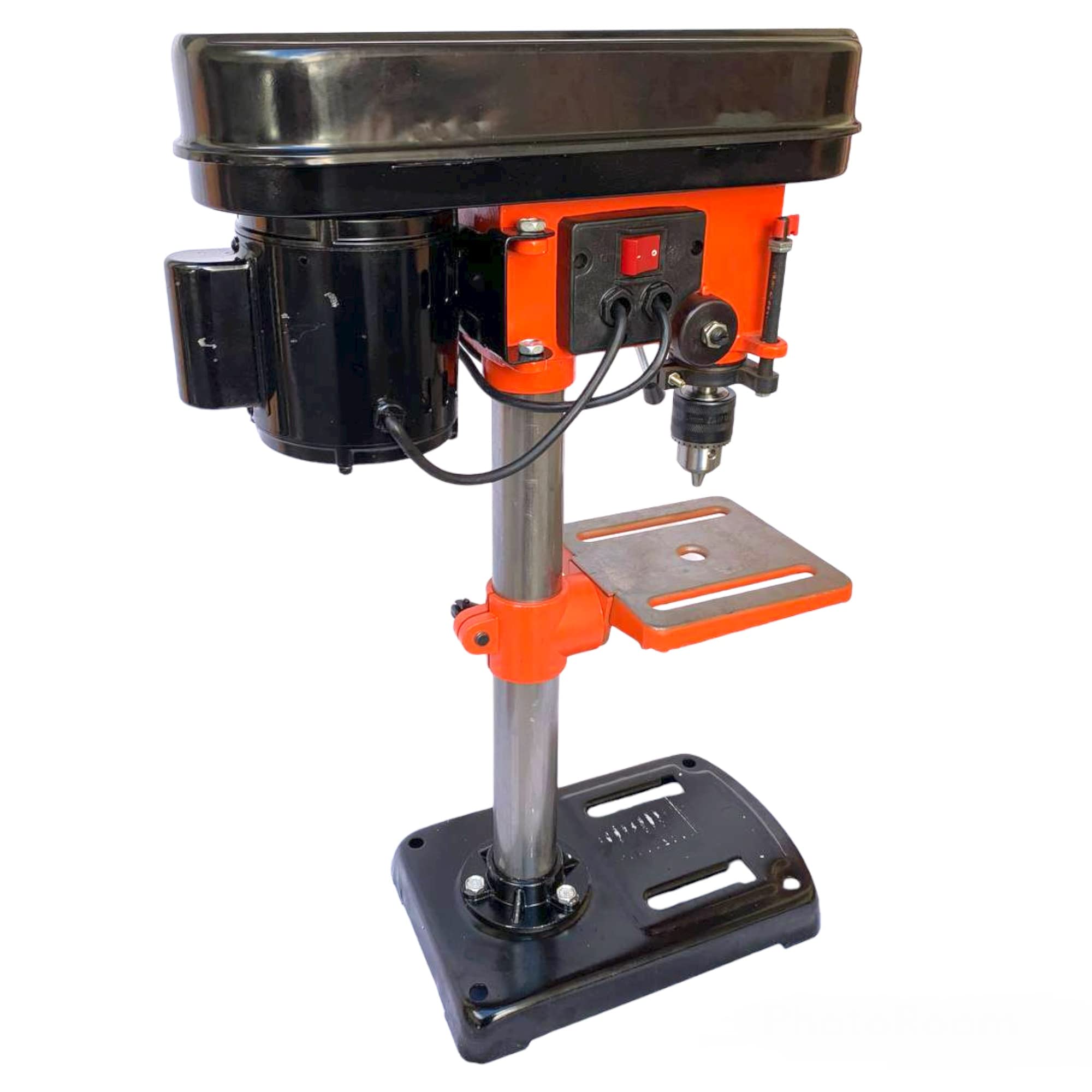 Trapano a Colonna da Banco Elettrico 350W 5 Velocità 580-2650 Giri/min con Mandrino 13mm piano di lavoro inclinabile, girevole e regolabile