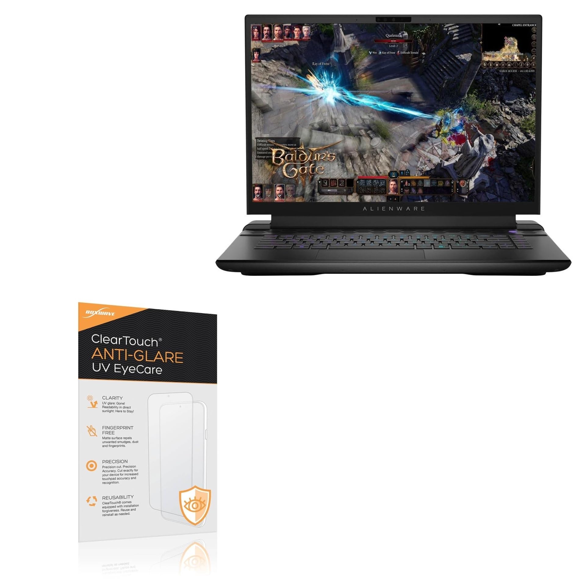 BoxWave Screen Protector Compatible With Dell Alienware x16 - ClearTouch Anti-Glare Anti-UV EyeCare (2-Pack), Filters out Harmful Blue Light Reduce Fatigue