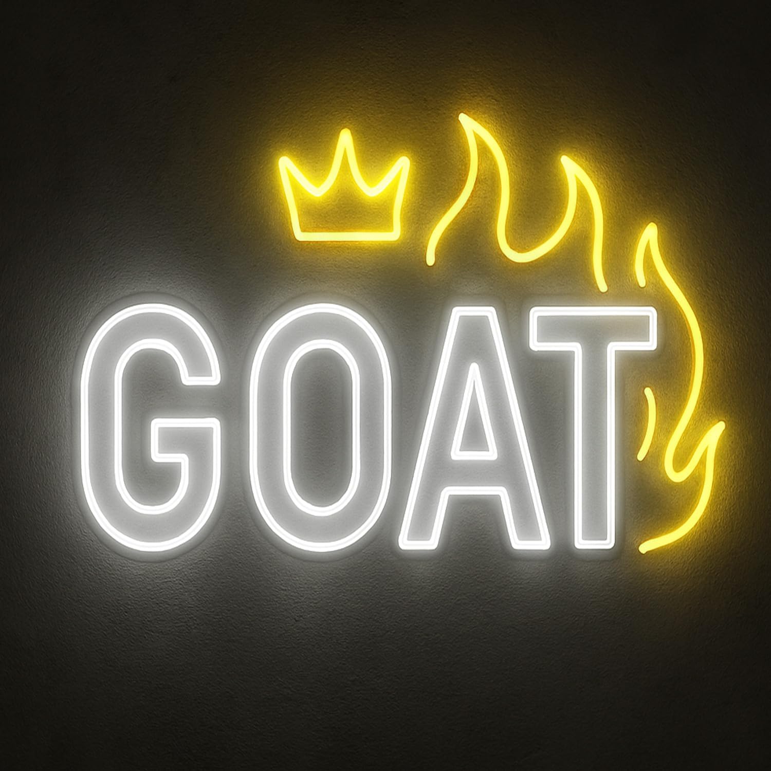 GOAT Neon Sign LED Wall Light, 17×11.8 Inches Dimmable USB Powered Cheer Sign Decor for Gym, Bedroom, Game Room, Man Cave, Sports Fan Gift