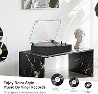Vista 8 de Vinyl Record Player Bluetooth Turntable with Built in Stereo Speakers Belt Drive 3 Speeds Turntables for Vinyl Records Support RCA Output, Aux in