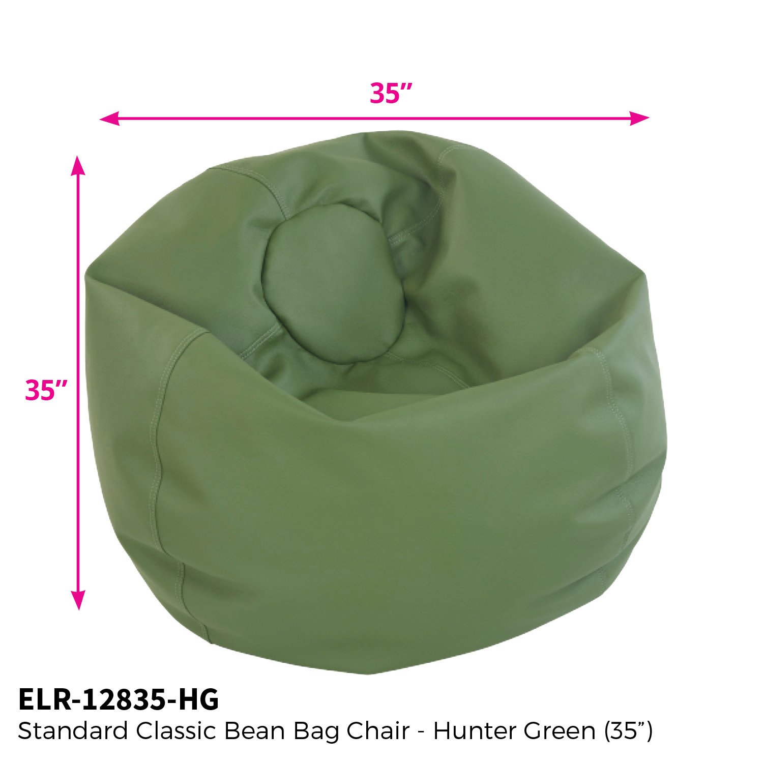 ECR4Kids Standard Classic Bean Bag, Hunter Green (35")