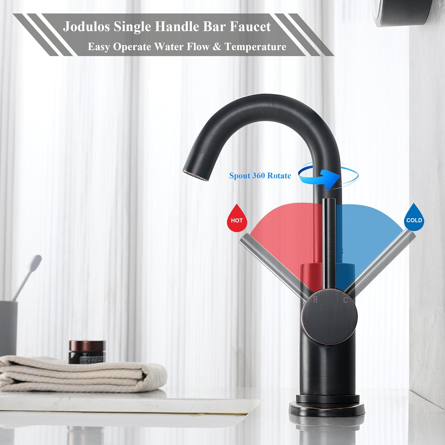 Wet Bar Sink Faucet, Lead-Free Single Handle Prep Sink Faucet, Stainless Steel Single Hole Bathroom Vanity Faucet, Oil Rubbed Bronze JU1100-ORB