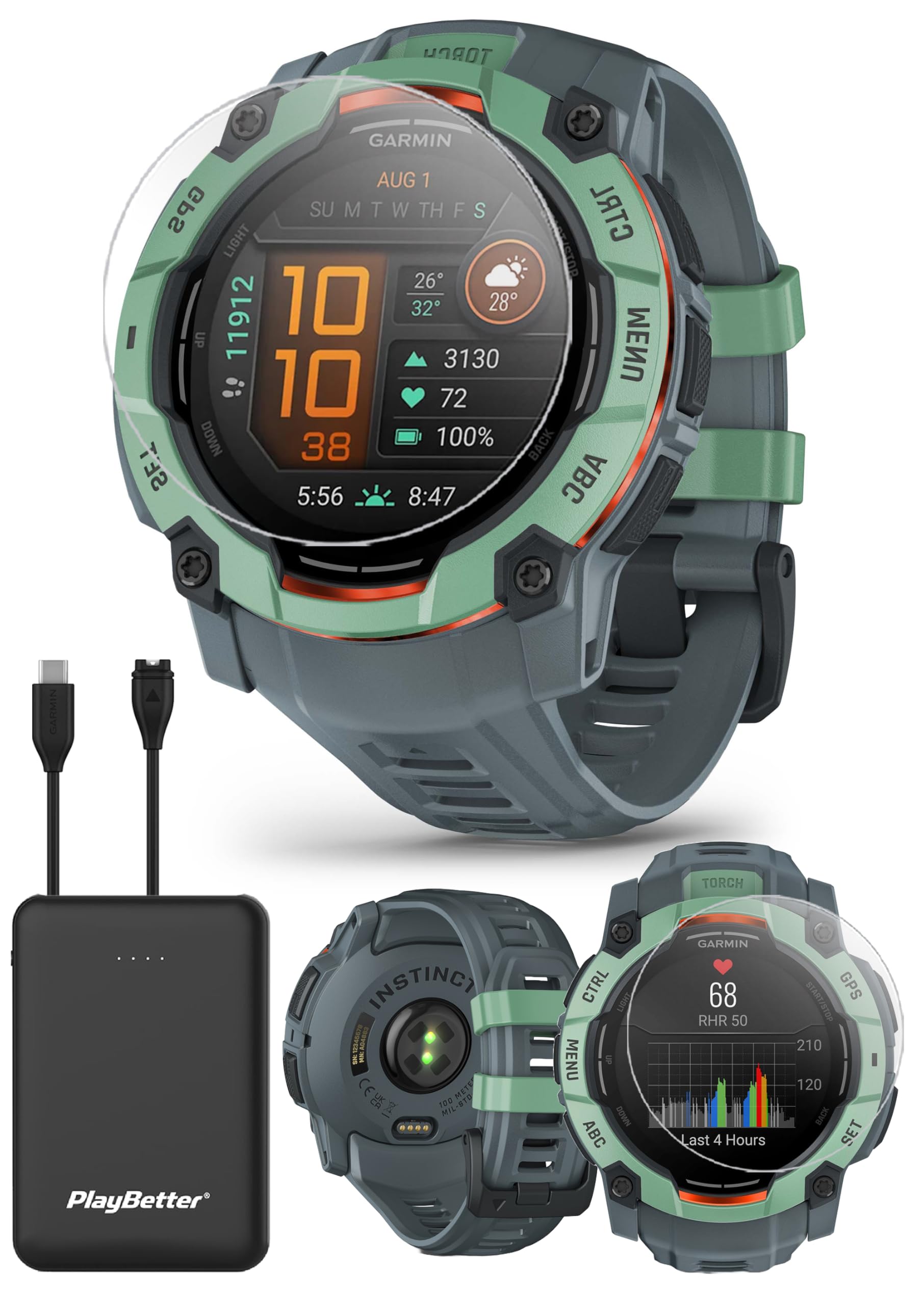 Amazon.com: PlayBetter Garmin Instinct 3 AMOLED 50mm (Neo Tropic