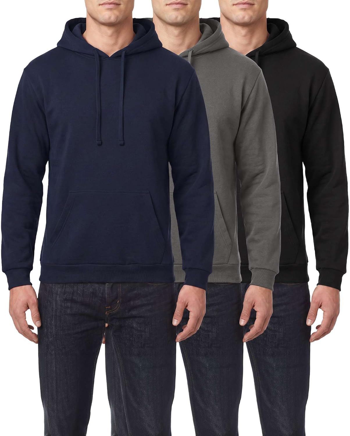 3 Pack Mens Fleece Pullover Hoodies Sweatshirts Hooded Gym