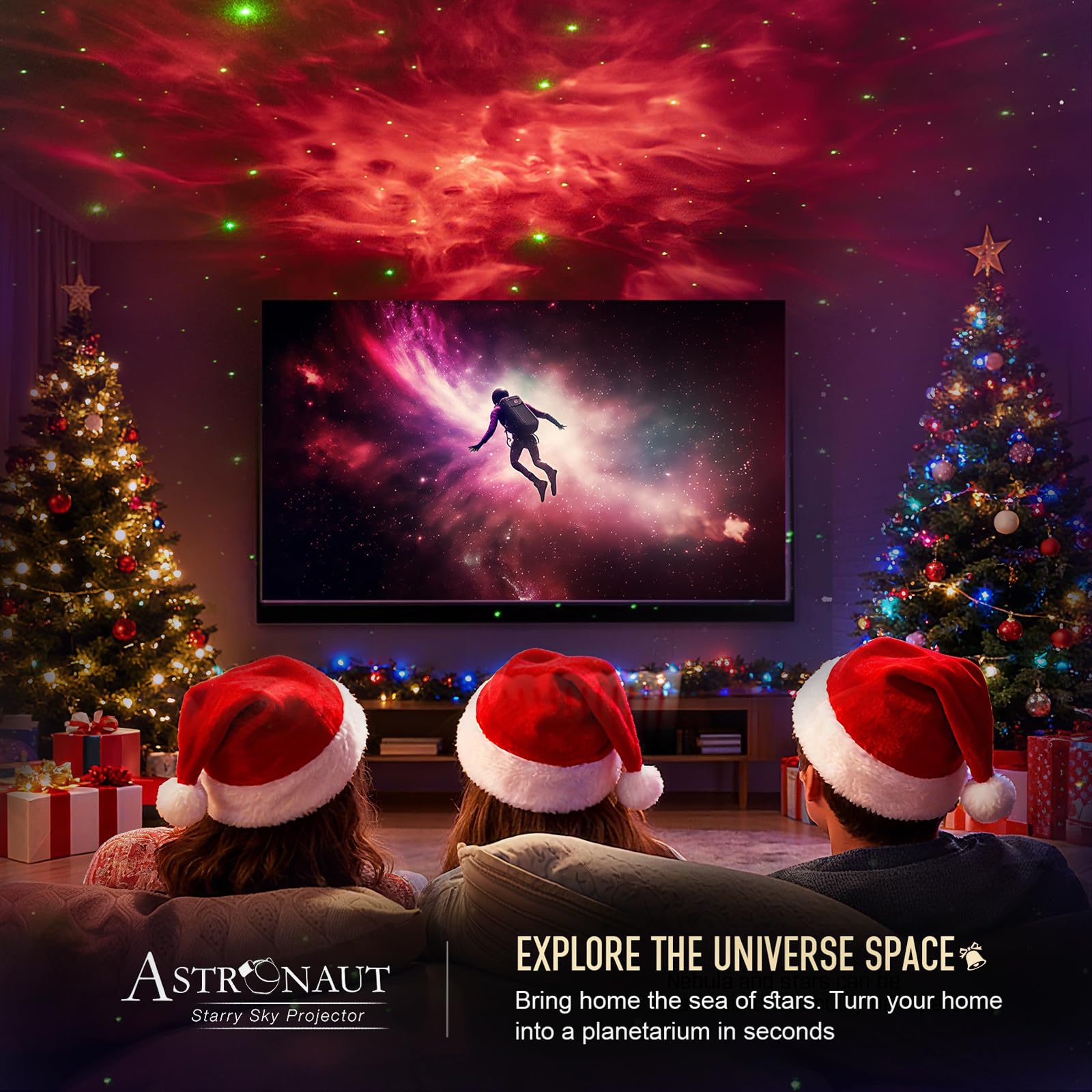 Star Projector Galaxy Night Light - Astronaut Space Projector, Starry Nebula Ceiling LED Lamp with Timer and Remote, Kids Room Decor Aesthetic, for Christmas & Birthdays: Cherry