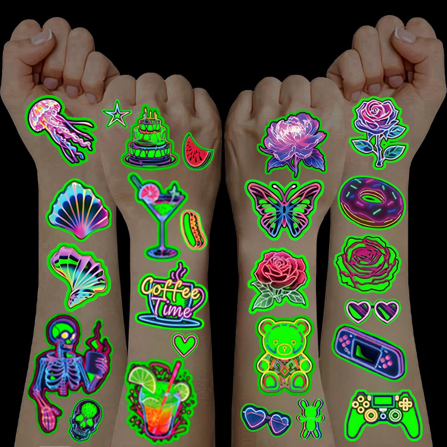 10 Hojas Tatuajes Temporales Niños,Juguetes Niños 3 4 5 6 7 8 9 10 11 12 Años Regalos Cumpleaños Niños Colegio Pegatinas Infantiles Detalles Cumpleaños Niños Tatuajes Niñas Luminoso Stickers