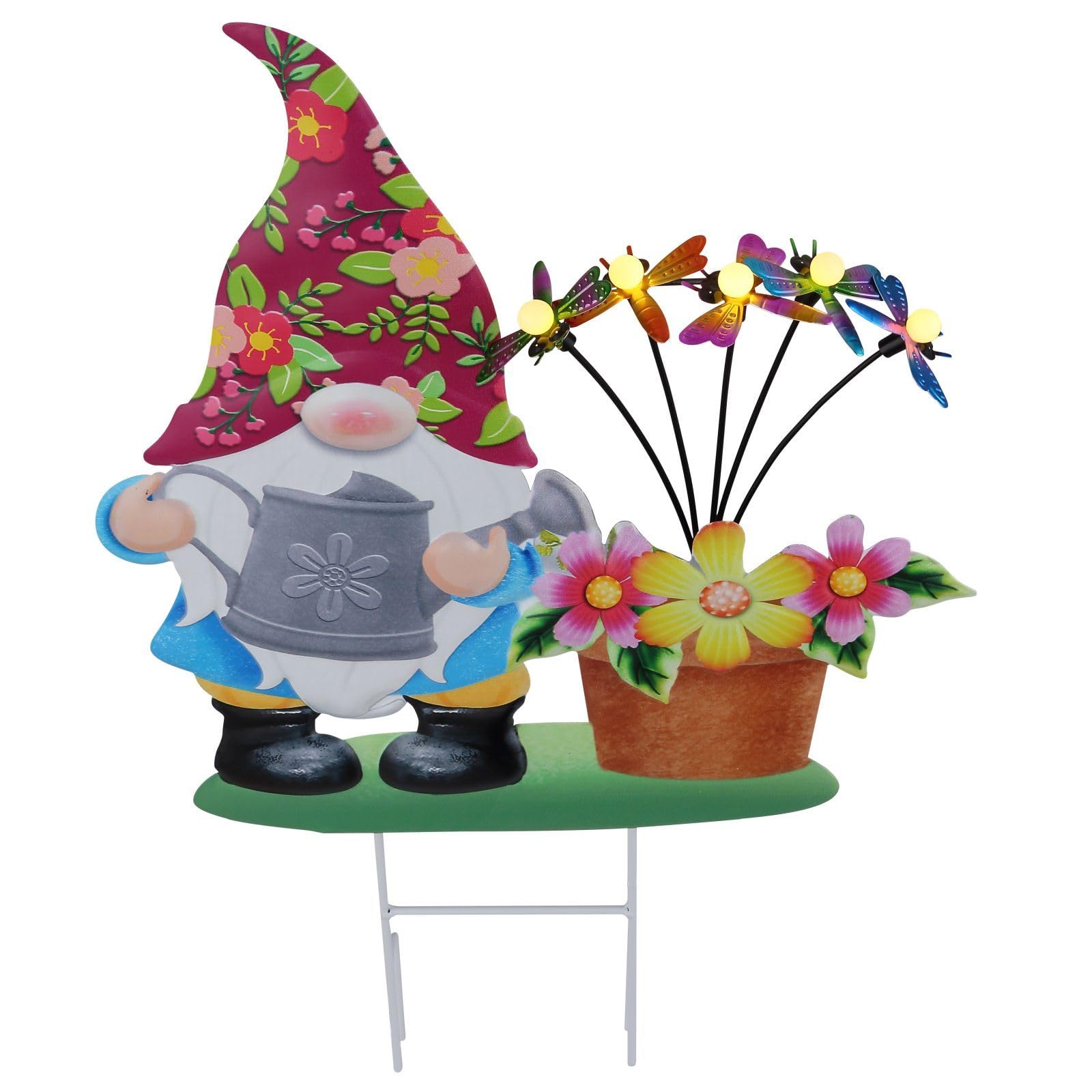 Solar Gartenzwerg lustig 2er Set - Gartenfigur mit Licht wetterfest - Solarbeleuchtung Zwerg mit Erdspieß - Solarlampen für Terrasse und Balkon - Gartenleuchte Zwerg - Gartendeko Zwerg