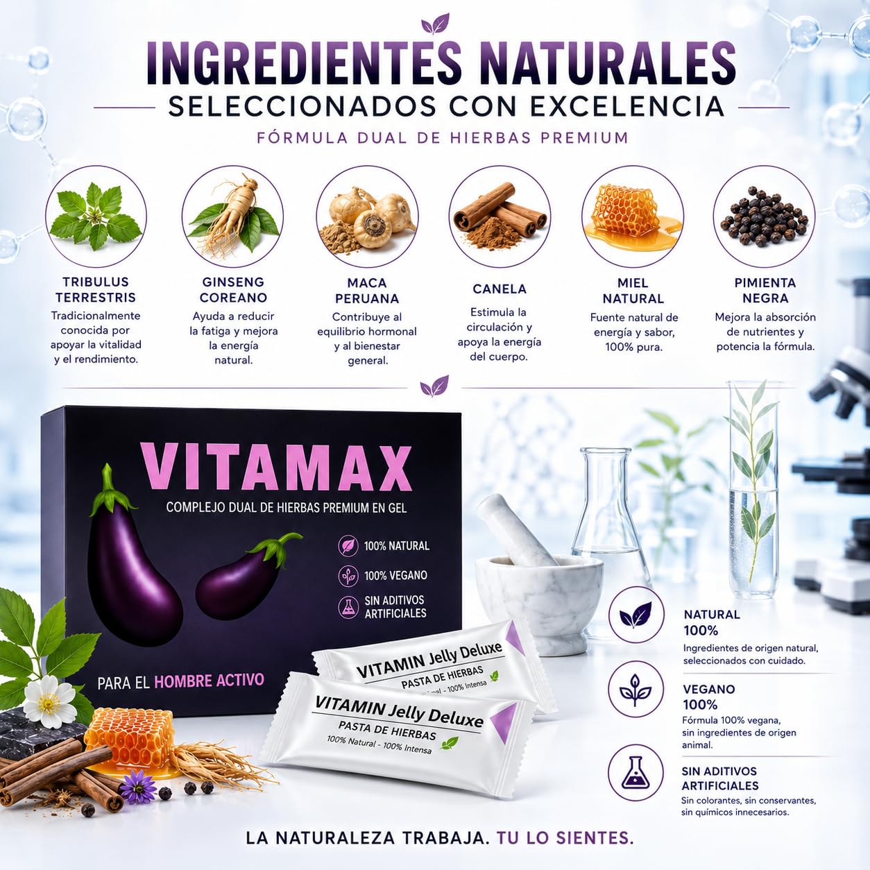 Vitamax Extra Fuerte – Gelée Royale FORTE – Potenciador Natural de Testosterona para Deseo, Placer y Resistencia – Alta Concentración – 7 Sobres Testo-Extreme para Hombres