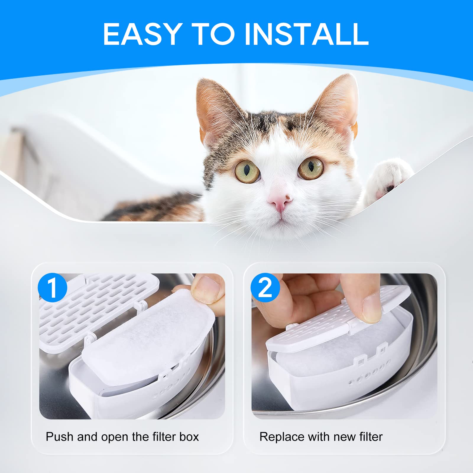 MyfatBOSS 10-Pack Cat Water Fountain Filters – Compatible With ORSDA D60 3L Fountain