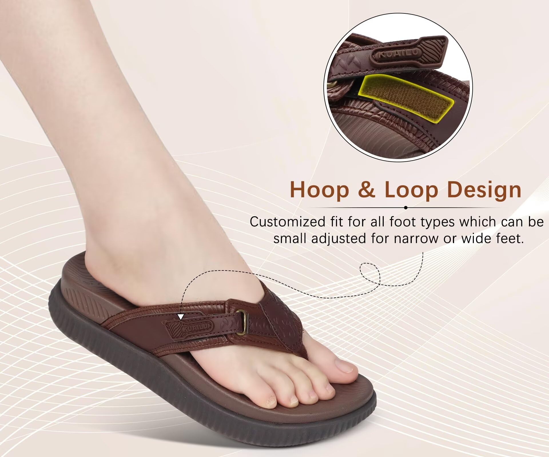 KuaiLu Chanclas Mujer Cushión Deportes Recuperación Sandalias De Caminar Para Mujeres Con Cómodo Soporte De Arco - Ajustable Plataforma Slip On Interior Outdoor Para Verano Casual