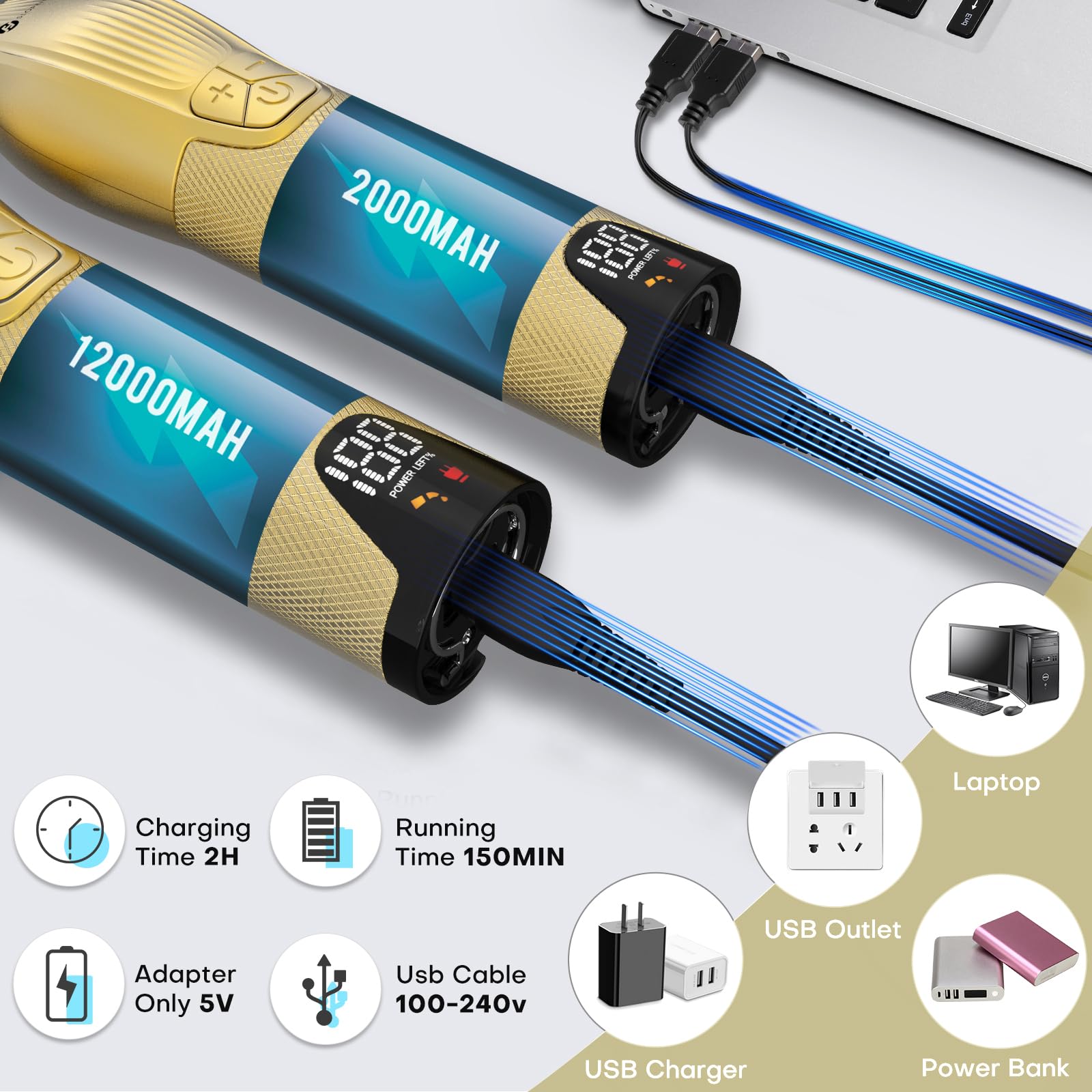 Profi Haarschneidemaschine und T-Klingen Trimmer Kit für Herren - Slopehill Schnurloser Barber Haarschneider Mit LED -Anzeige, Präzisions Haartrimmer Bartschneider Barttrimmer Set für Männer
