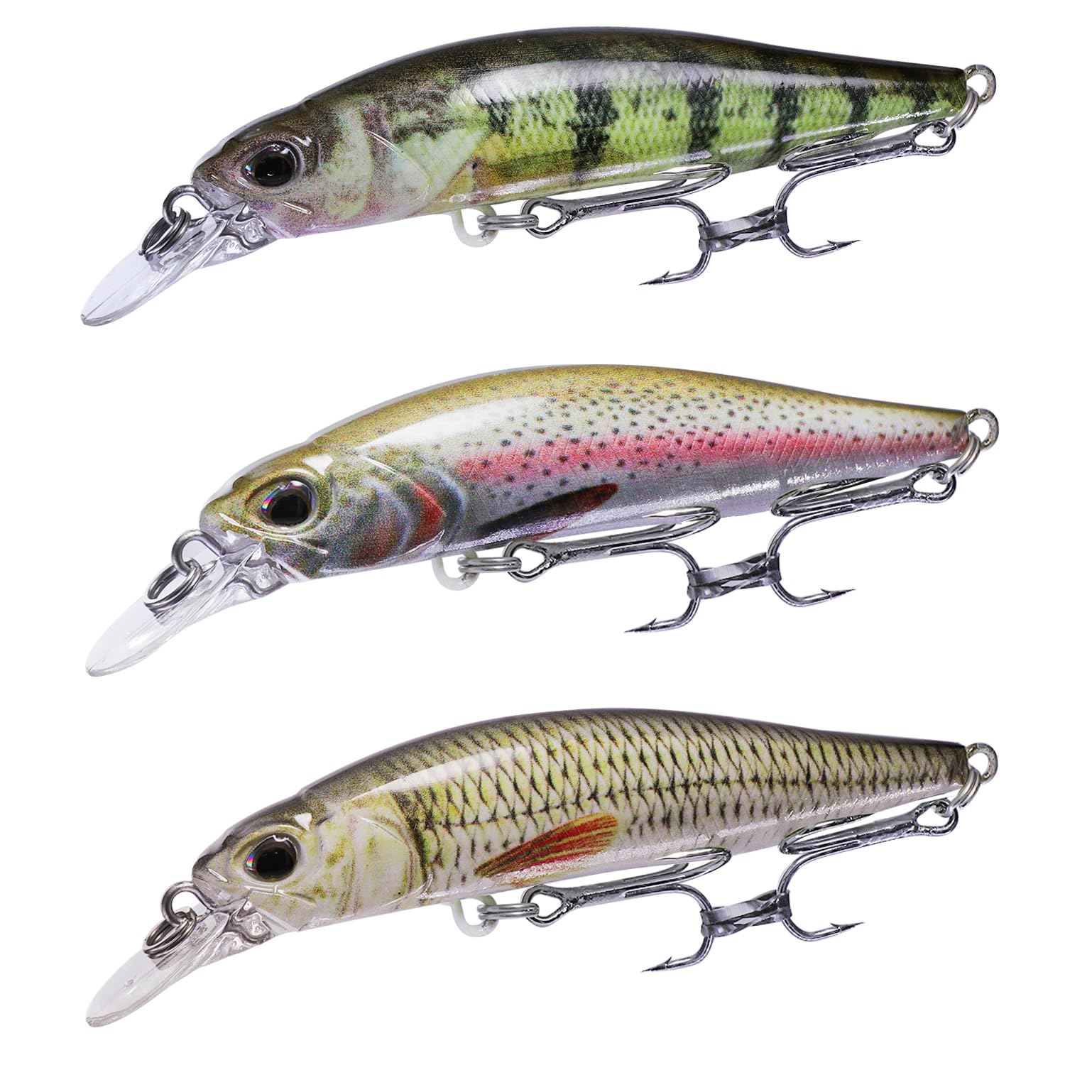 Wobbler Lucio Set,Minnow Flotante de 9.0cm/9.0g con Recubrimiento Biomimético, Ideal para Lanzamientos de Media y Larga Distancia, Amantes de la Pesca