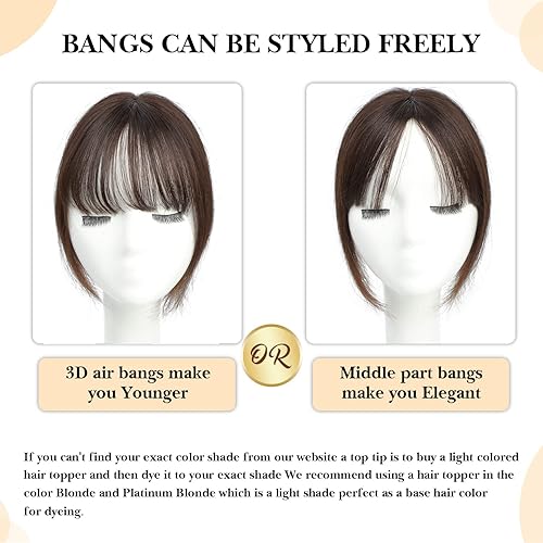 Miniatura 5 de Molefi Toppers de cabello para mujer, cabello humano real con flequillo, extensiones de cabello superior para cabello fino, pelucas de cabello Remy