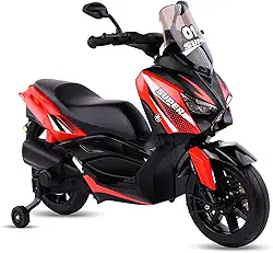 Bang Toys - Scooter Elétrica Infantil Revvo XR 12V - com Rodas de Treinamento, Luzes de LED, Sons, Entrada USB/MP3, Bluetooth e Suspensão - Suporta até 25kg - Cor Vermelho