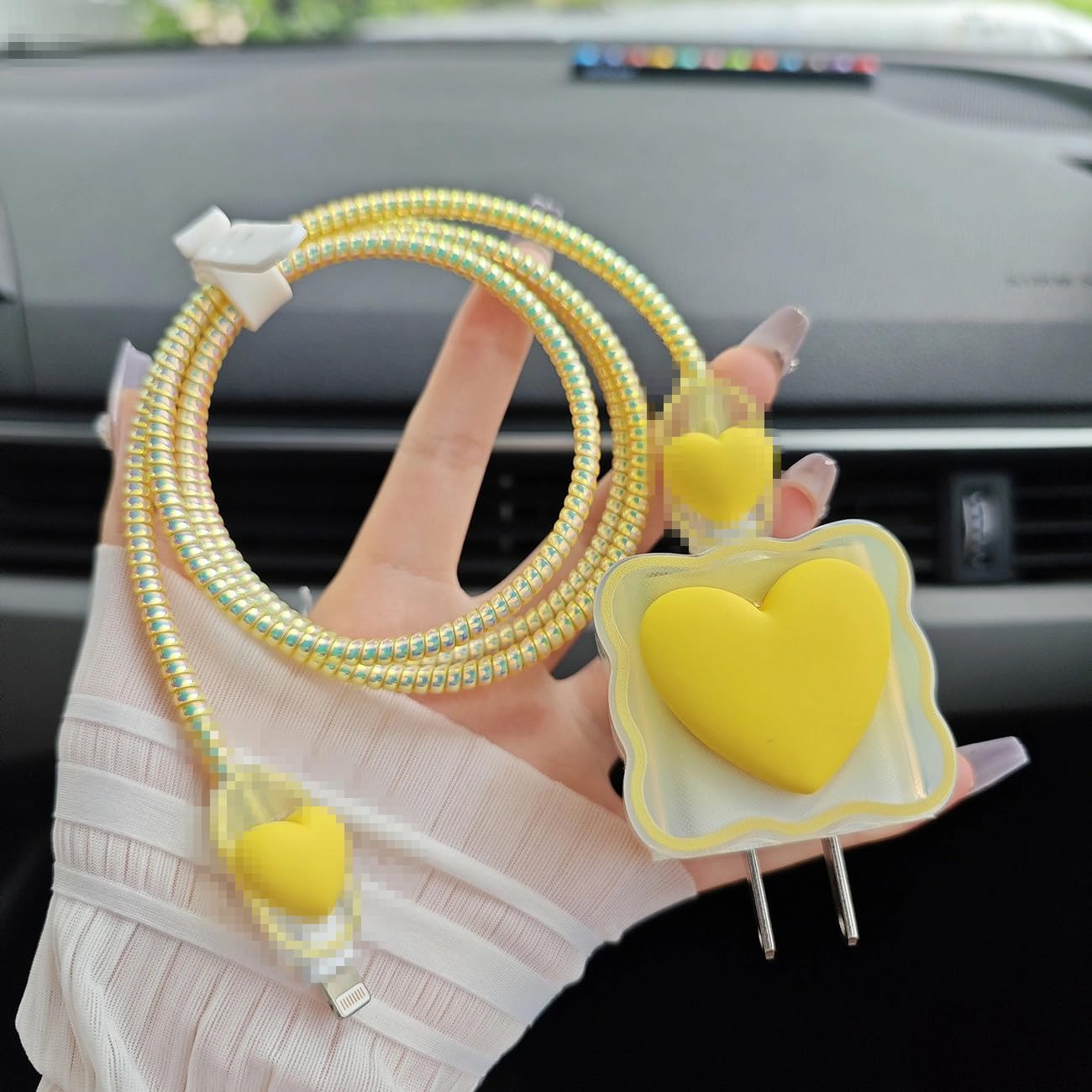 Compatible with iPhone 18W/20W USB-C Charger Cover Lovely 3D Love Heart Waves Clear Soft Charger Protector Cute Cable Saver for iPhone 11 12 13 14 15 16 17 | Pro Max Fast Power Adapter image 3