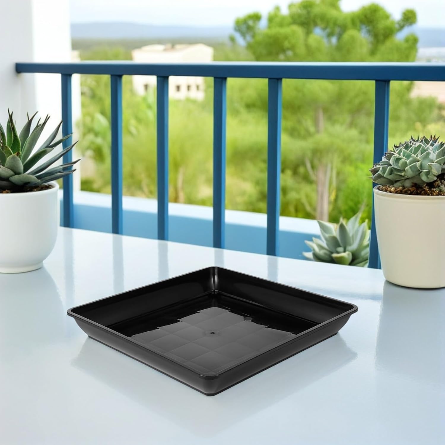 Wakauto 15pcs Square Flower Pot Saucers Plastic Planter Drip Trays for Succulents and Bonsai, Thickened Heavy-Duty Plant Base for Balcony and Outdoor Garden