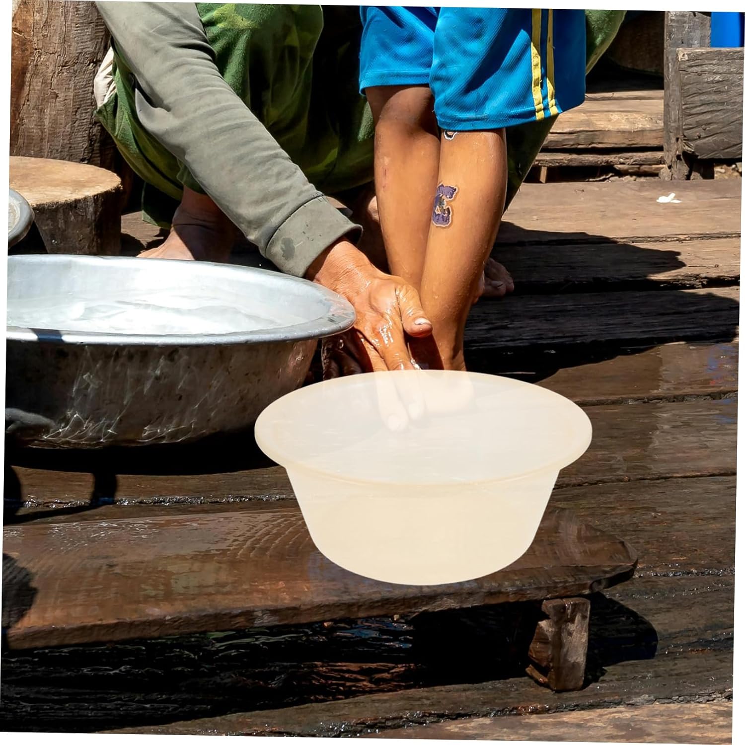 Large Foot Wash Basin Wash Basin Laundry Foot Soaking Tub Basin for Feet Foot Soaker Tub Feet Massager Tub Feet Bucket Soaker Soaking Feet Bucket Massager Tub Beige Plastic