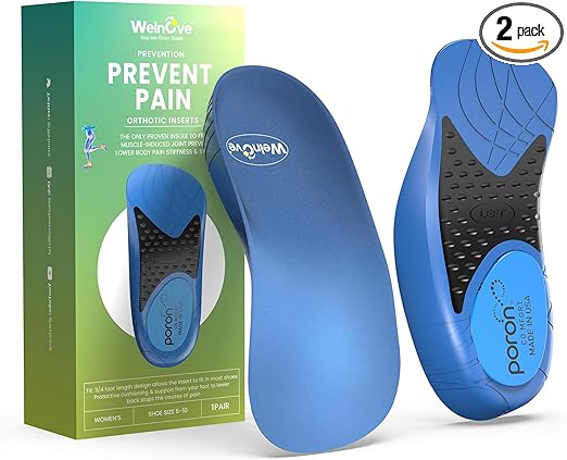 Plantar Fasciitis Heel Insert for Women - Welnove Heel Cup for Heel Pain Relief Heel Cushion Inserts with Flexible Arch Support for Flat Feel Heel Spur Relief,Women 6-10 Men 5-8