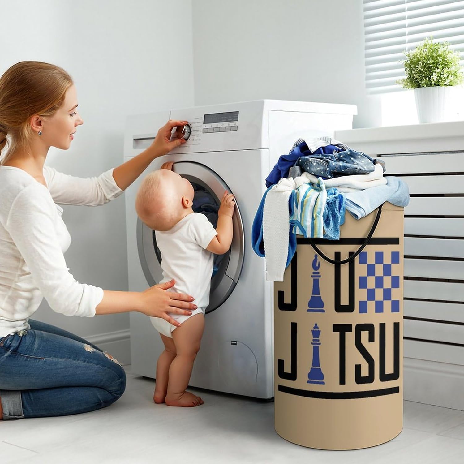 Jiu-Jitsu Chess Large Laundry Basket Dirty Clothes Bag Collapsible Laundry Hamper with Handle