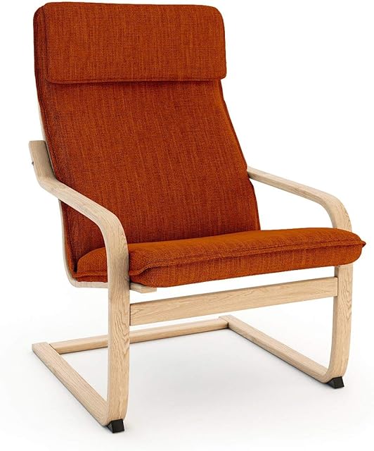 Vinylla Armchair Replacement Cover Compatible with Ikea Poang (Cushion Design 1, Polyester - Orange)