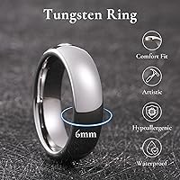 Vista 32 de King Will Alianza de boda de carburo de tungsteno para hombres y mujeres, anillos de promesa para parejas abovedados de alto pulido Plata-8 mm.