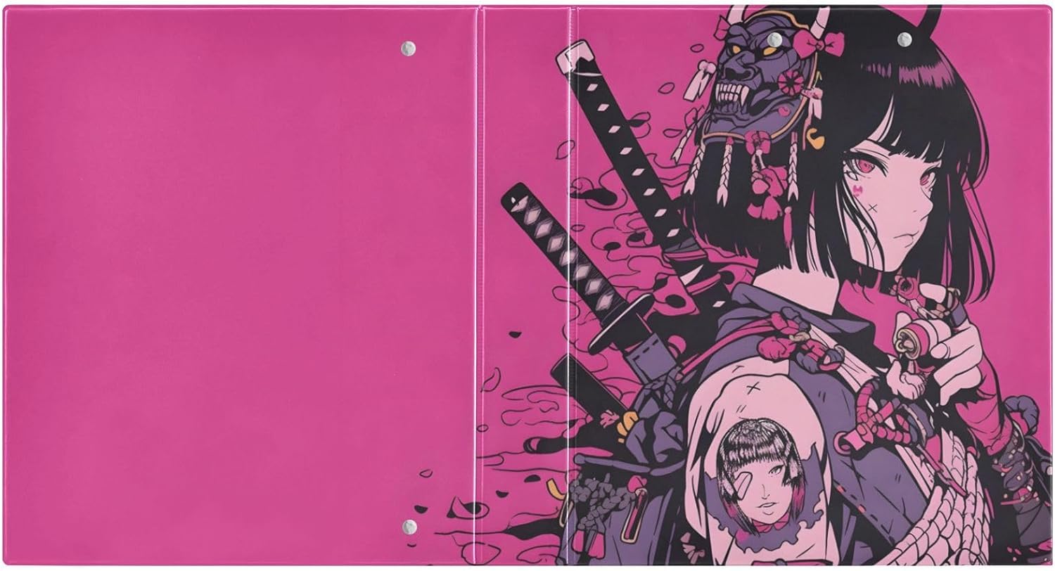 Anime Japanese Samurai 3 Ring Binder 1 Pack for 8.5x11 in Paper 200 Sheets Capacity for Office Document Organizer Protector