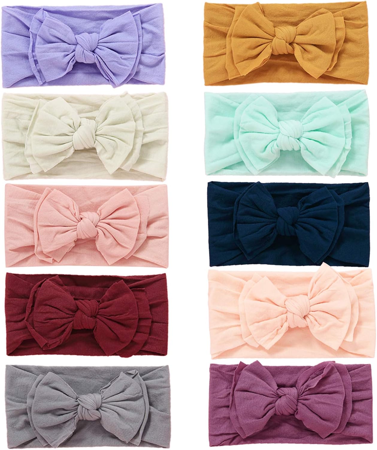Baby Girls Headbands with Bows Handmade Hair Accessories Stretchy Hairbands for Newborn Infant Toddler Baby Essentials (Double Bows 12pcs)