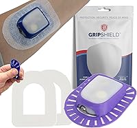 Vista 1 de Omnipod Grip Shield con anillo cómodo. Diseñado por Deck My Diabetes. Aplicación reutilizable y flexible con una sola mano