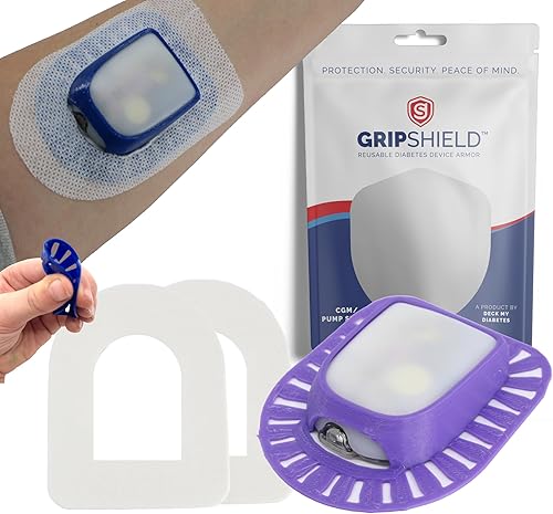 Omnipod Grip Shield con anillo cómodo. Diseñado por Deck My Diabetes. Aplicación reutilizable y flexible con una sola mano