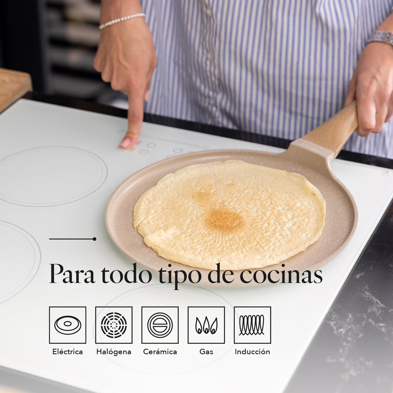 FLORINA Sartén de Crepes - Aluminio OSLO (28 cm) I Recubrimiento Antiadherente Cerámico I Resistente al Calor | Sartén para Crepes Adecuada para Cocinas de Inducción, Gas y Eléctricas