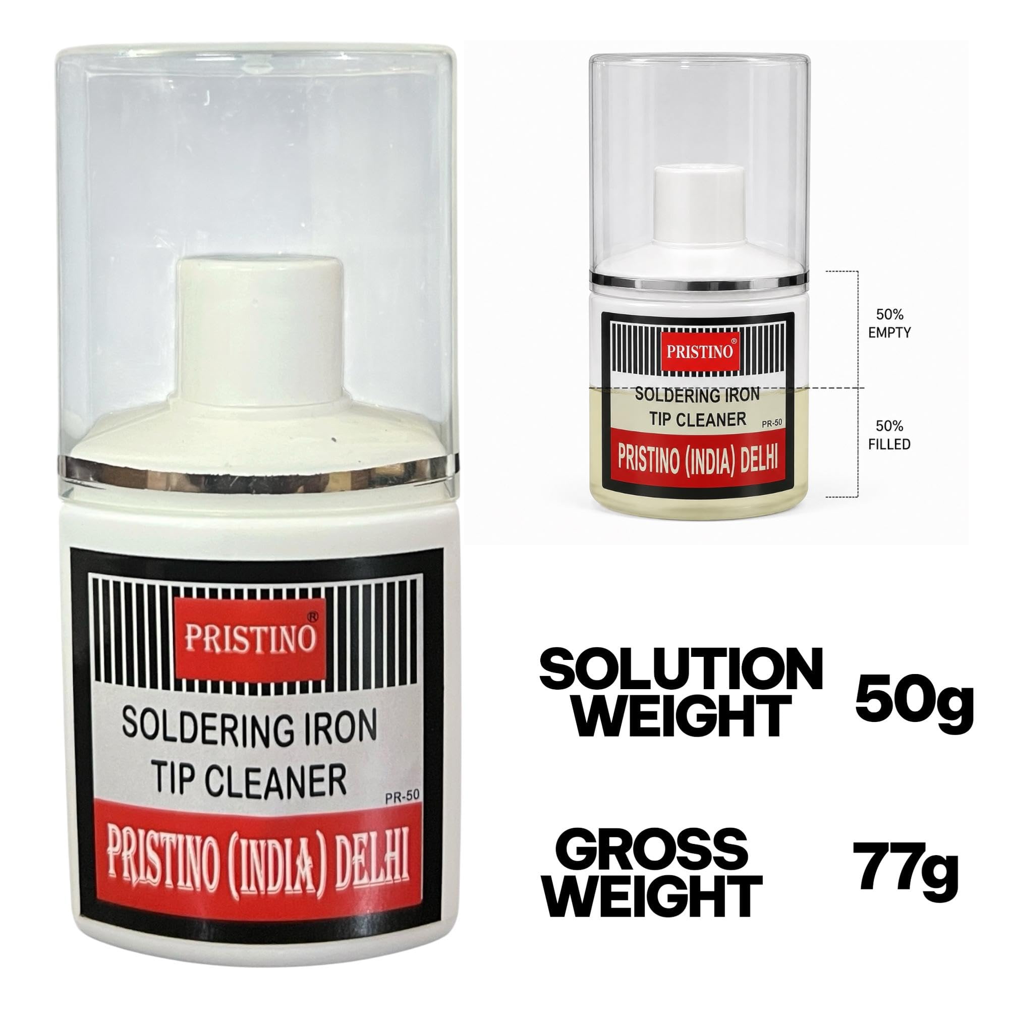 PRISTINO® Tip Cleaner For Electronics Soldering, Iron Tip Cleaner Gel and Re-Tinning Solution, Removes Oxidation, 50g