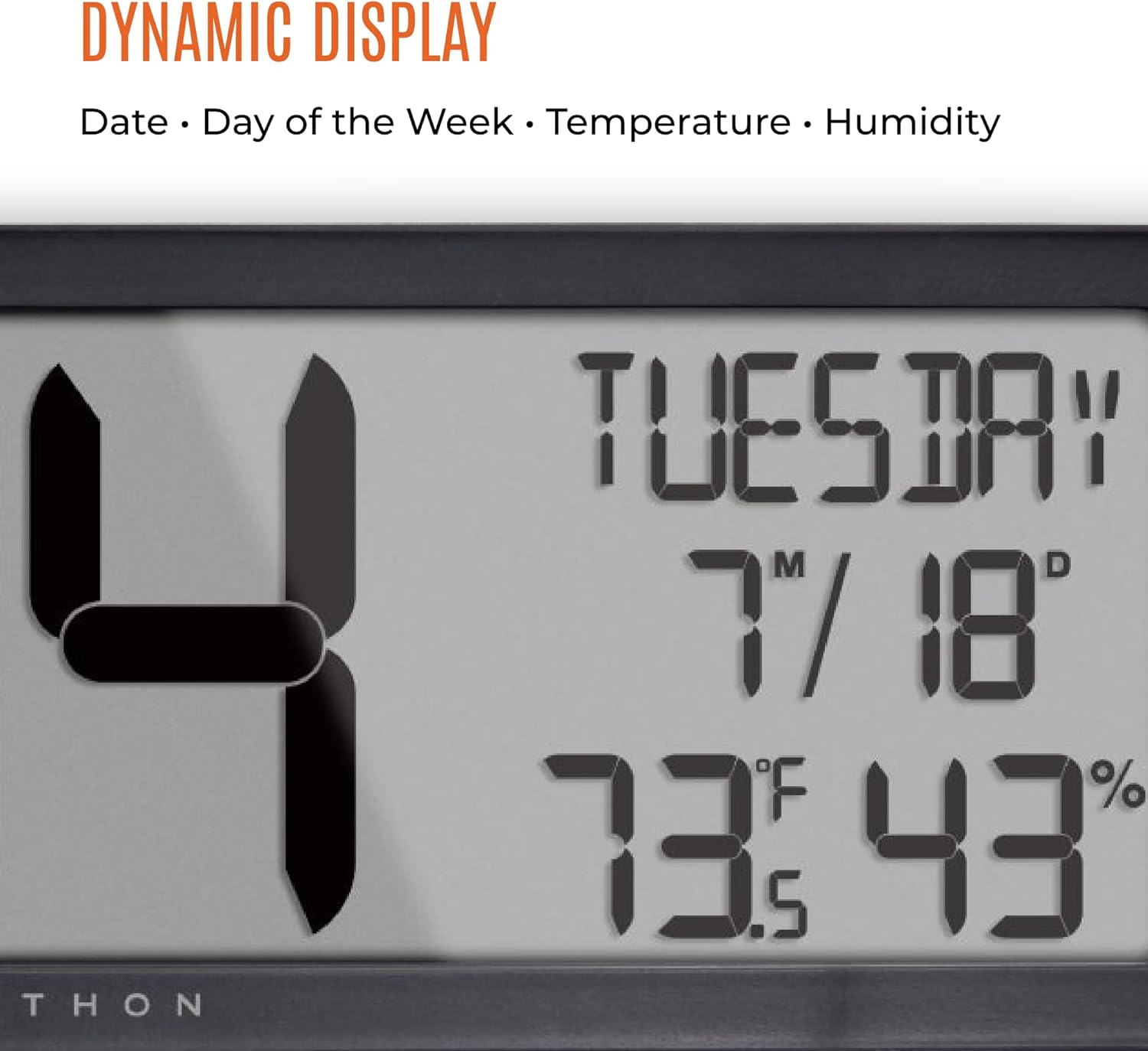 MARATHON UltraWide Atomic Wall Clock, Black - Large 14-Inch Panoramic Display - AM/PM or 24-Hour Time Format, Eight Time Zones, Indoor Temperature & Humidity - Two AA Batteries Included