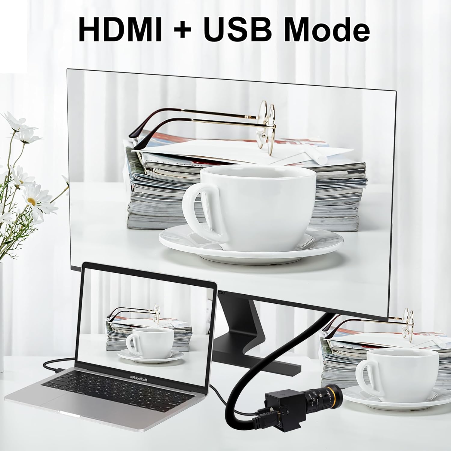 SVPRO 4K Streaming Webcam with 5-50mm Zoom Lens, USB & HDMI Dual Ouput,10X Optical Zoom Manual Focus Camera H.264 Computer Vision Industrial Security Camera for PC/Monitor/TV/Projector