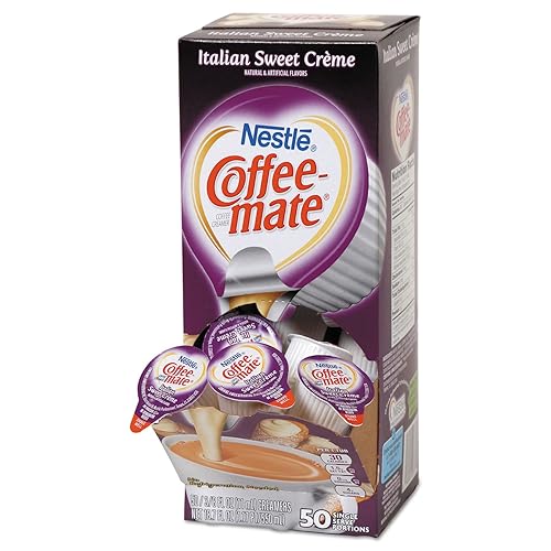 Coffee-mate 84652 Crema de café líquida, crema dulce italiana, tazas de 0.375 onzas (caja de 50)