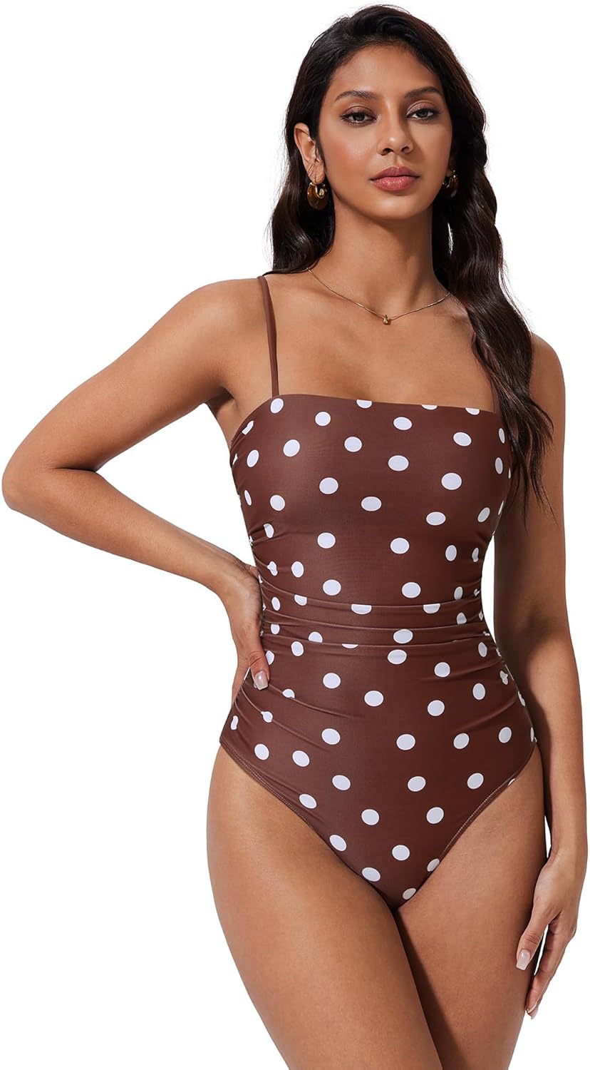 SUUKSESS Women Sexy One Piece Swimsuit Tummy Control Square Neck Bathing Suit