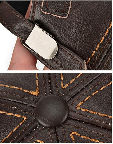 Miniatura 8 de Gudessly Gorra de béisbol ajustable de piel de vaca auténtica para hombre, para otoño, invierno, deportes al aire libre