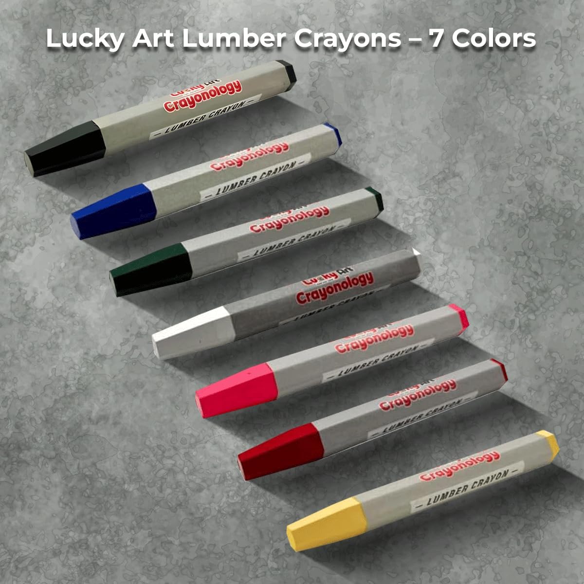 Lumber Crayons – Black, Pack of 12 | Hexagonal Construction Marking Crayons for Wood, Concrete, Asphalt, Metal | Durable, Smudge-Free, Break-Resistant