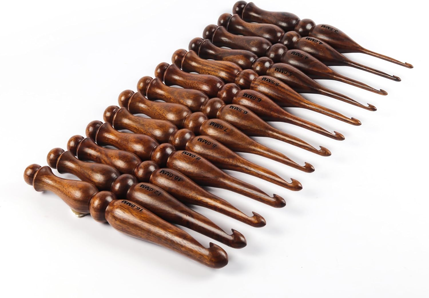 13 Pieces Premium Wooden Crochet Hooks, Crochets Hooks Set for Knitting and Crocheting - Rosewood Knitting Needles (D4)