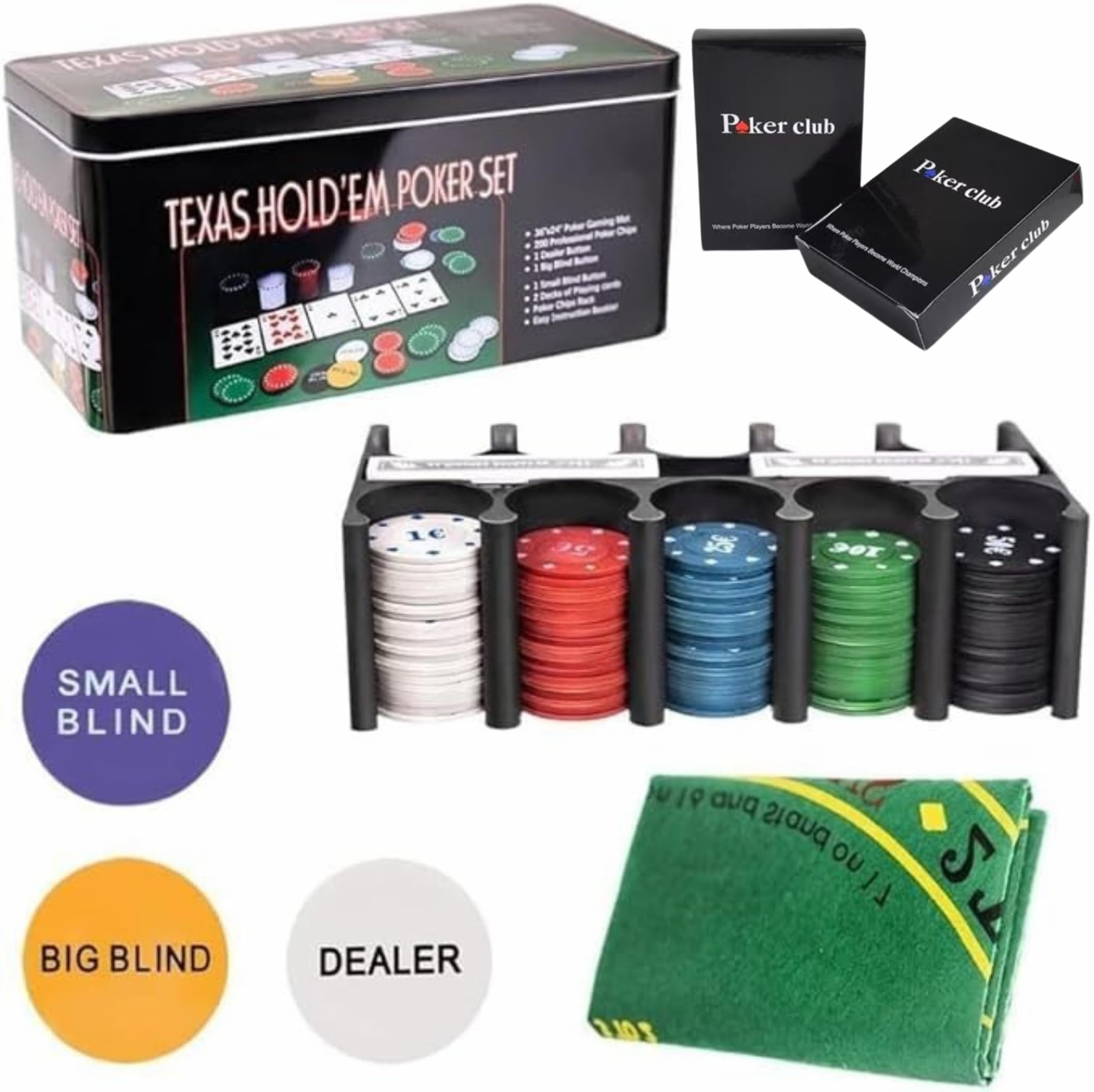 Jeu de Poker Kit Complet avec Tapis. Cartes de Poker Durables et Malette Poker. Devenez le Maître du Hasard avec ce Set de Poker de Luxe. Élégance dans Chaque Carte et Maîtrise dans Chaque Paris.