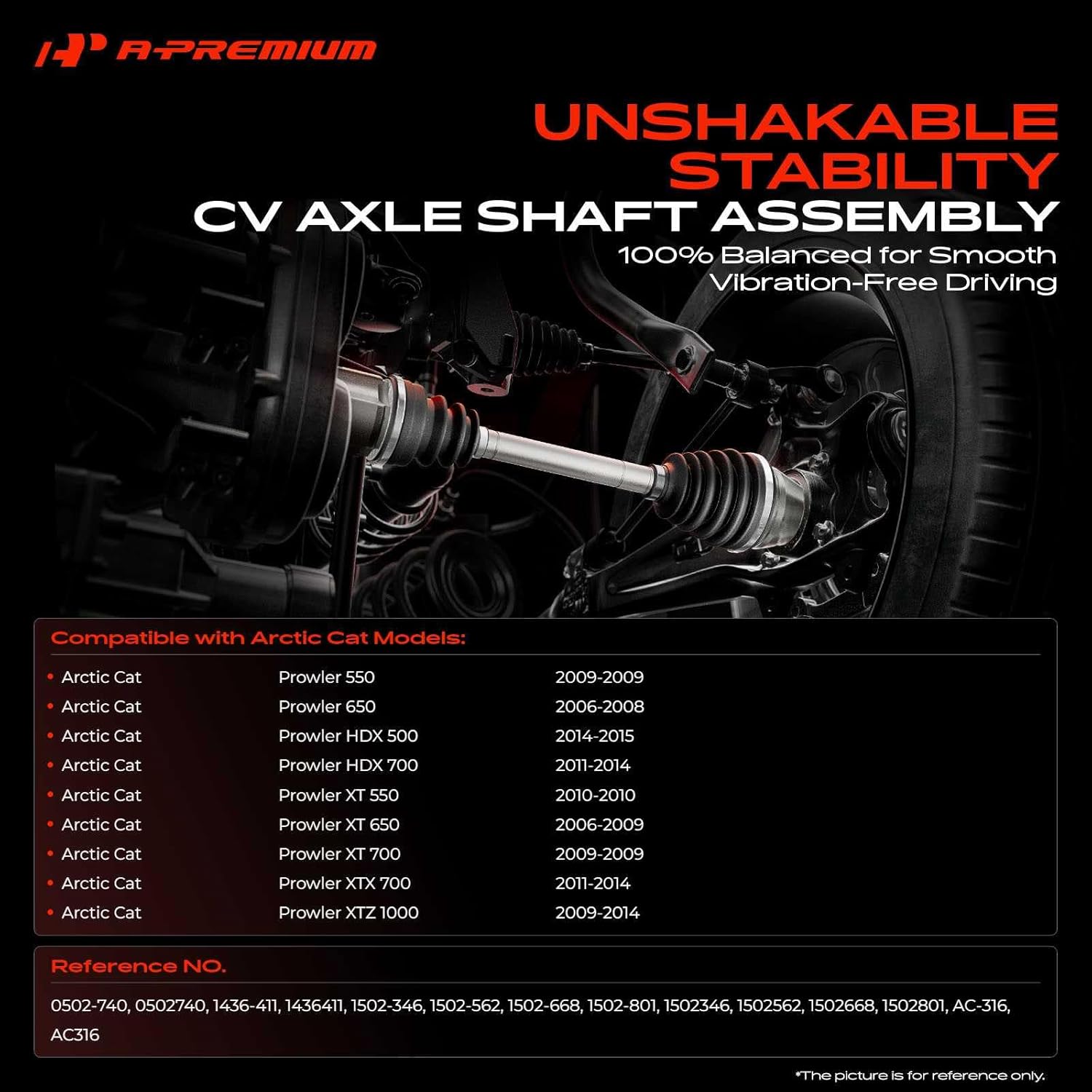 A-Premium Pair (2) Rear CV Axle Shaft Assembly Compatible with Arctic Cat Prowler 550/650 Prowler XT 550/650/700 Prowler, 4x4 Models, Driver and Passenger Side, Replace# 0502-740