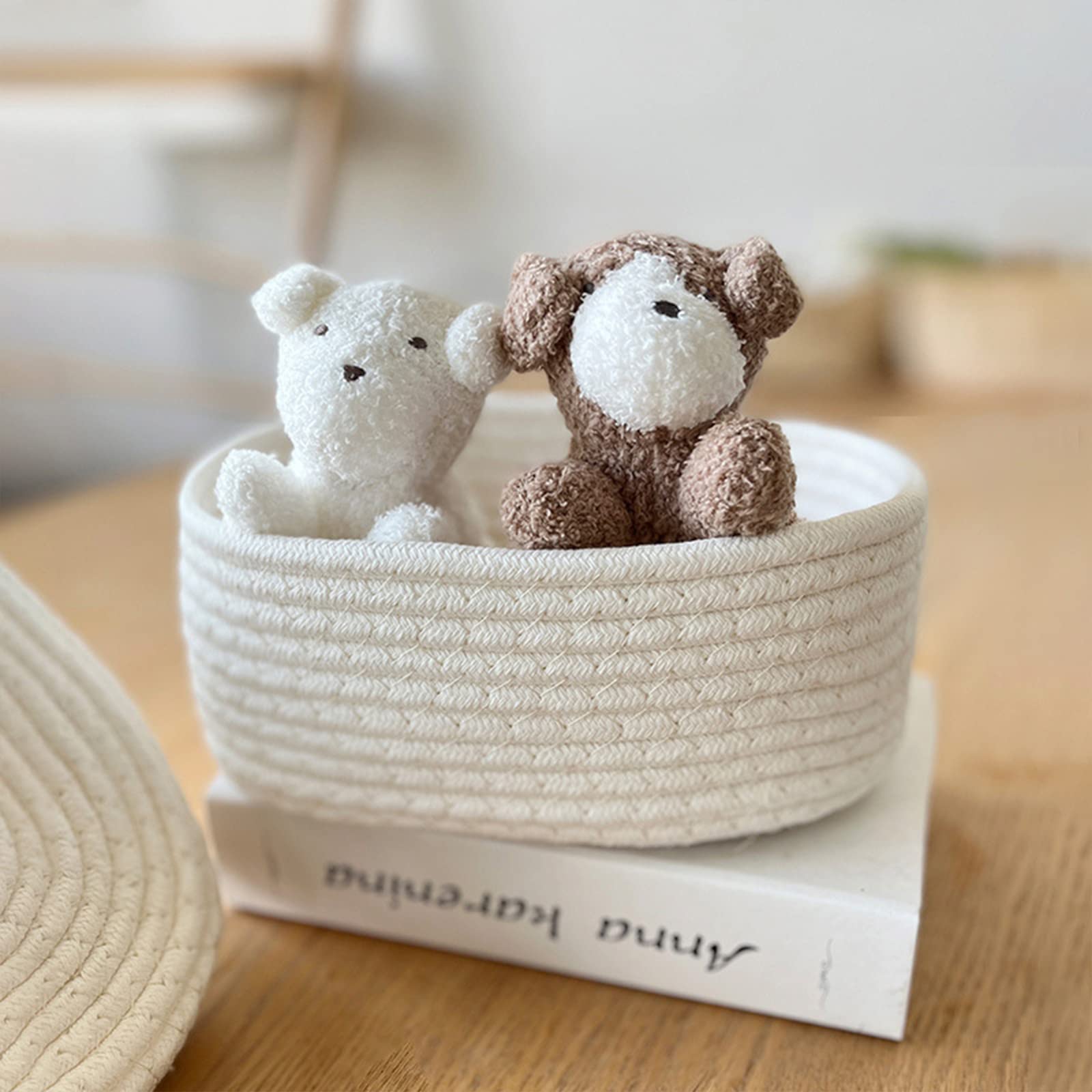 3-Pack Kleine Ronde Schattige Opbergmand Desktop Handgeweven Katoenen Touw Opbergmand voor het Organiseren van de Kinderkamer - China Katoenen mand en wasmand prijs
