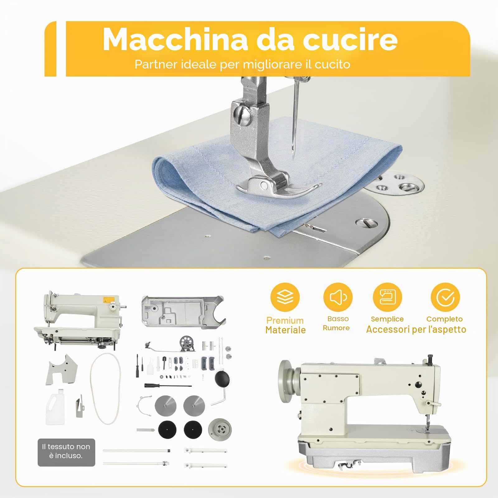Macchina da cucire Industriale Macchina da cucire Puntino Regolabile Velocità massima 3000S.P.M. Spessore Materiale Pelle Macchina da cucire Heavy Duty per Jeans