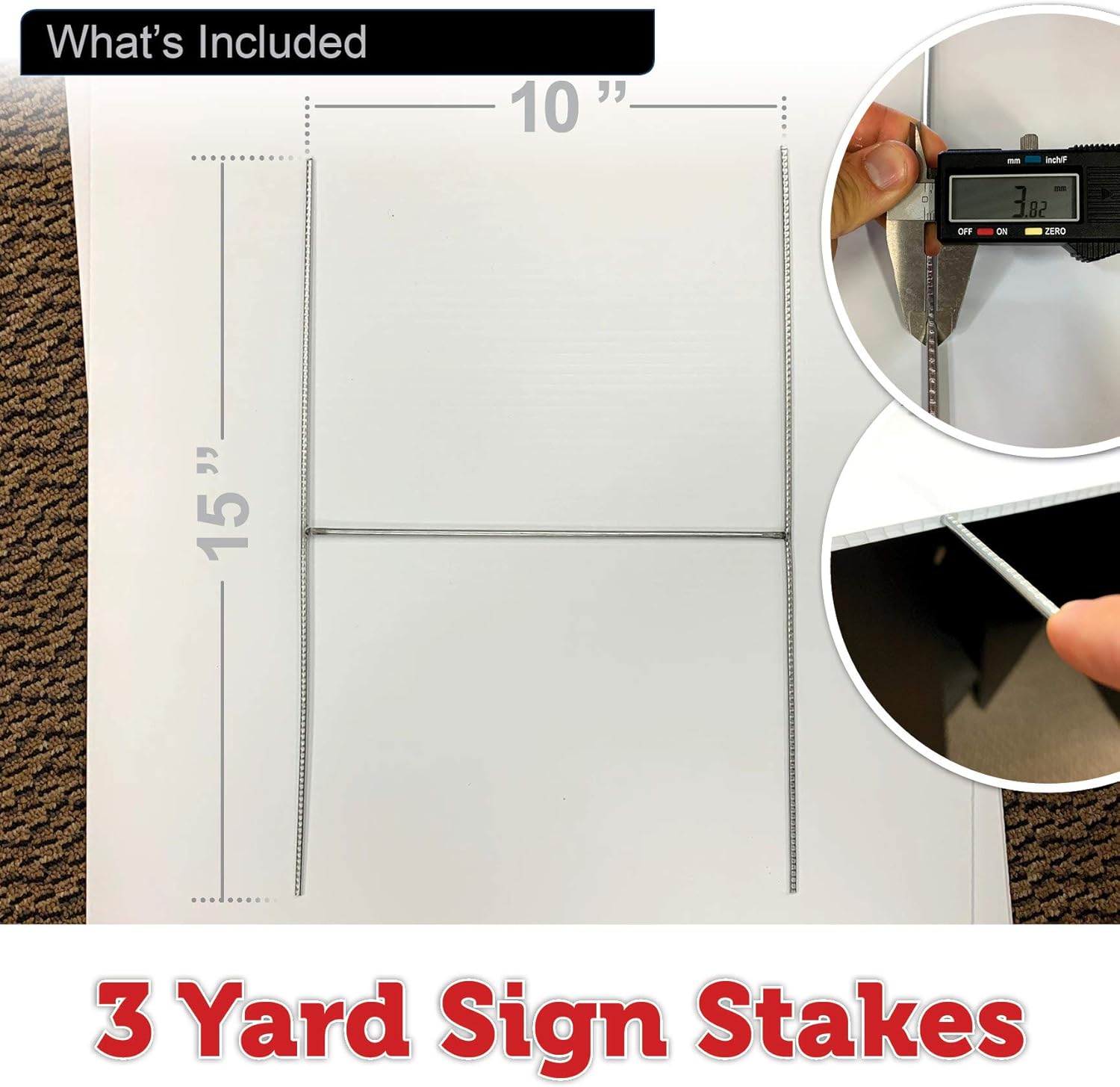 18" x 24" (3 Pack) Blank Black Yard Signs with Stakes | Create Your own Message with Blank Yard Signs | 4mm Black Corrugated Plastic