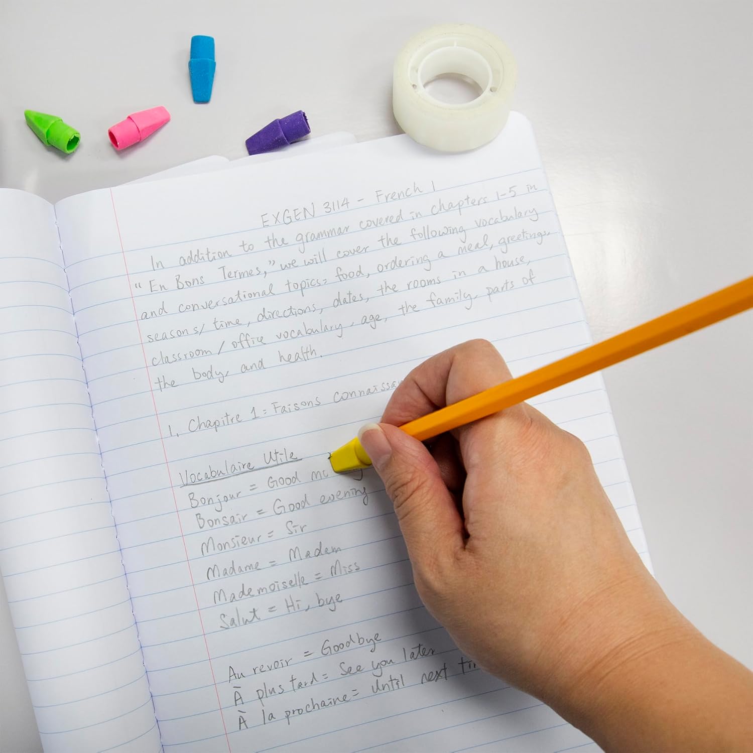 BAZIC Products Neon Eraser Top, Latex-Free Pencil Top Erasers with Arrowhead Caps, Non-Toxic Erasers for Kids, Students, Teachers, Classroom, Art, Homework & School Supplies, 20/Pack, 24-Pack