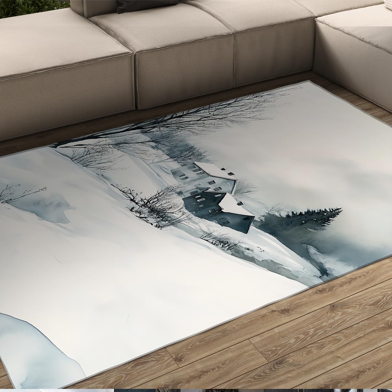 Tapis hivernal enneigé style naturel pour chambre et bureau