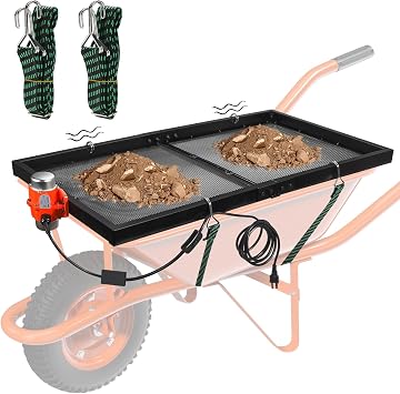 Soil Sifter with 40W Motor, Metal Sifter for Rocks with Switch & Noise-Reducing Rubber Pads, Automatic 39" x 19.5" Large Compost Screen Sieve for Sand-Idea for Most Wheelbarrow Carts Not Included