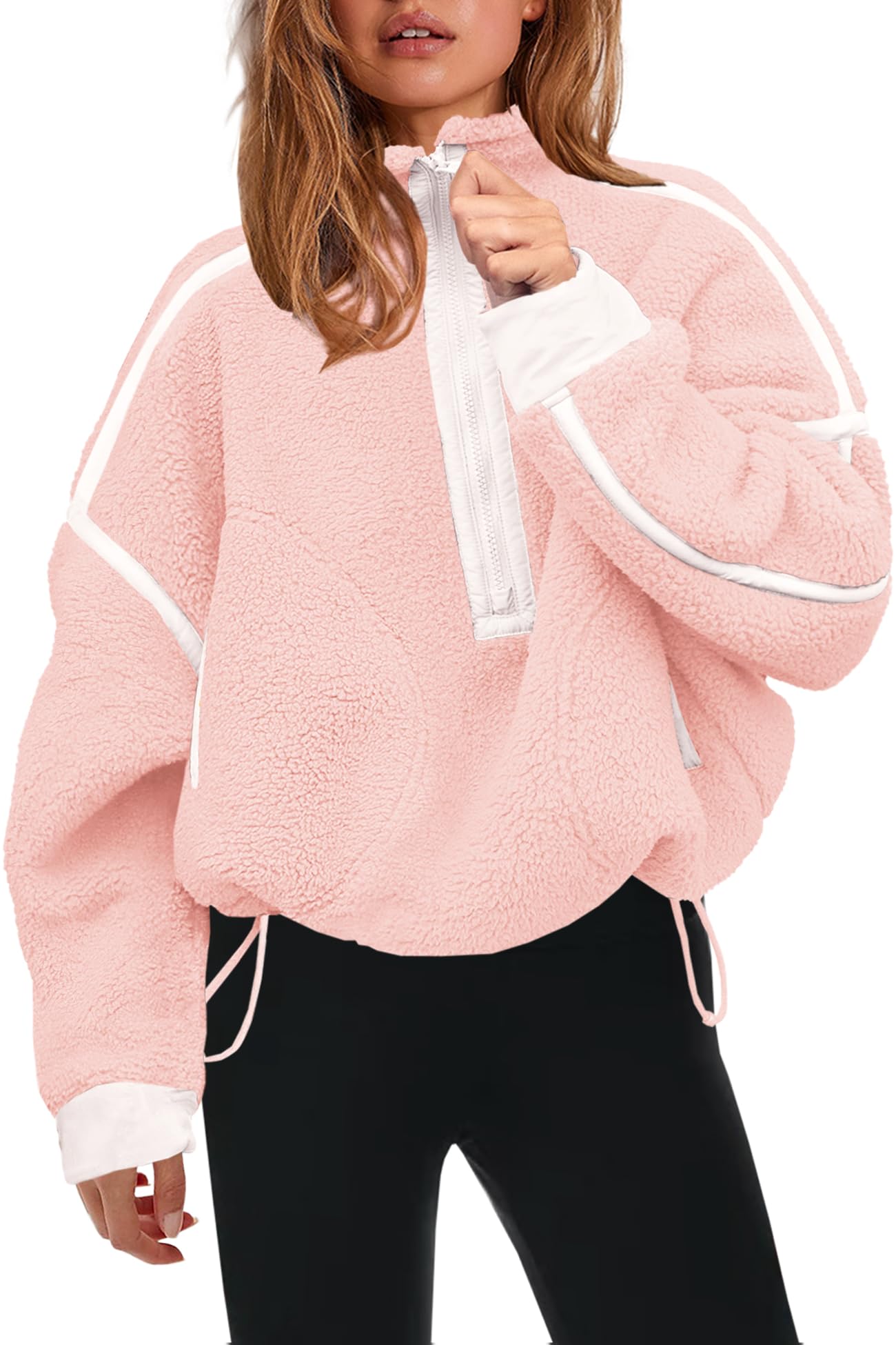 Panadila Womens Half Zip Fleece Pullover Sherpa Jacket