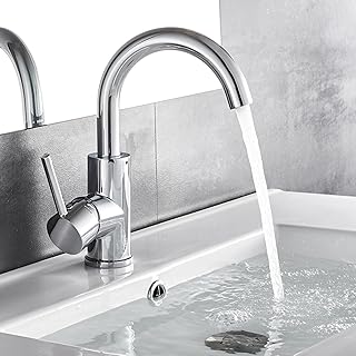 Comprar Auralum Grifo Lavabo 360°Giratorio, Mezclador Monomando de Baño Alto, Agua Fria y Caliente Disponible, Aireador Extraíble, Clásico Cromado, 60CM Manguera Recycled Claim Standard Blended