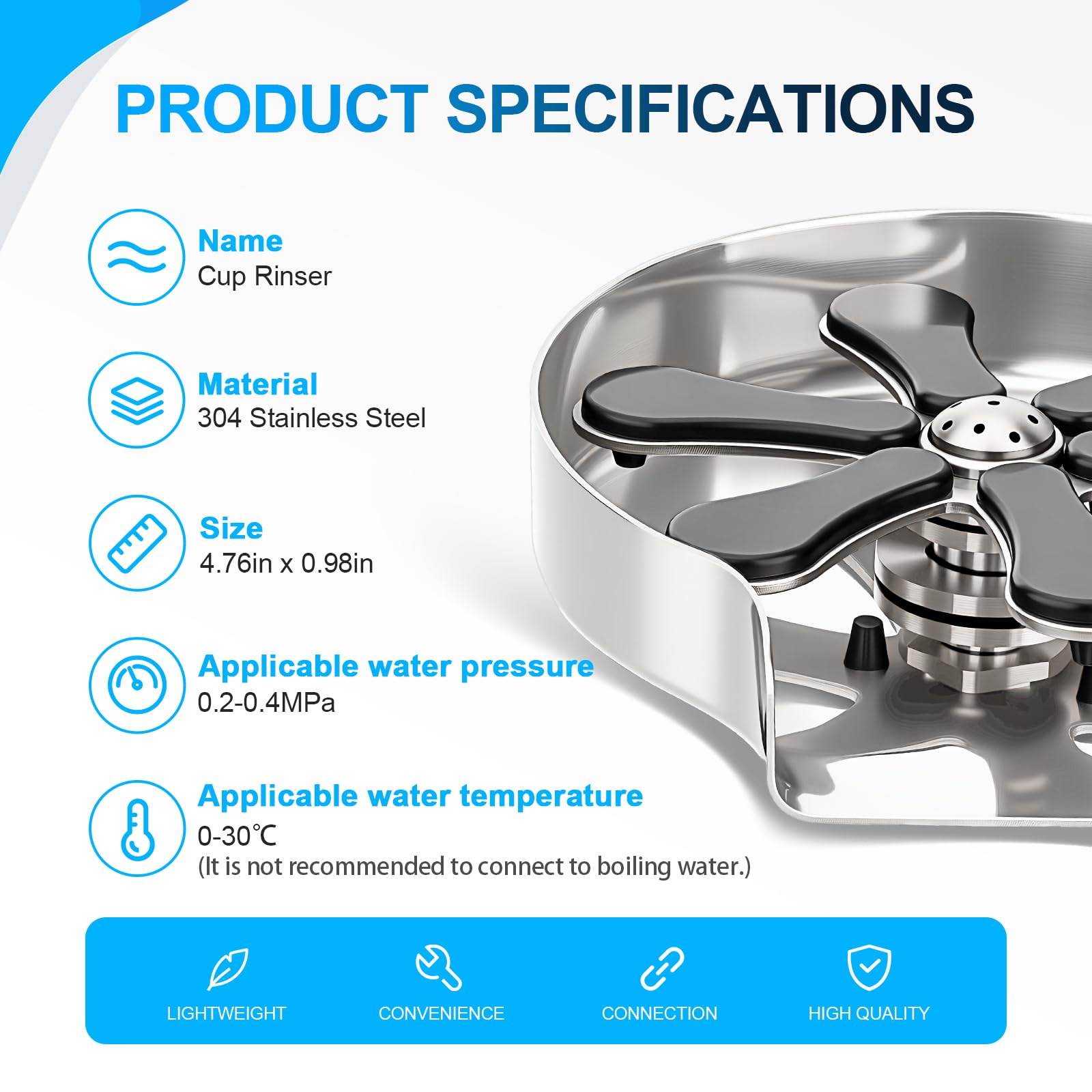 Edelstahl-Wasserhahn-Glasspüler, 360 Grad drehbar