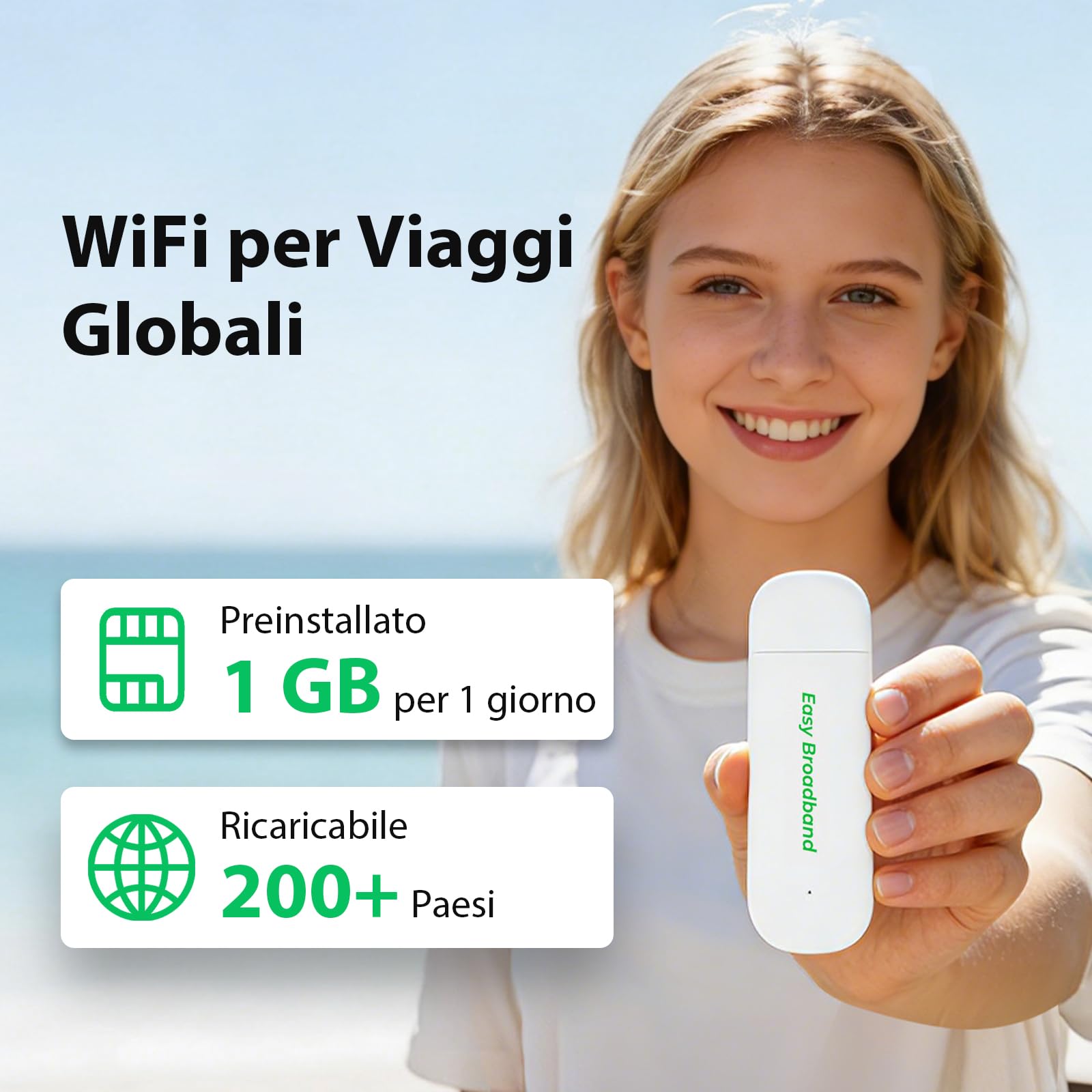Chiavetta 4G LTE EIOTCLUB Con WiFi 6 (Incl. SIM), Modem WLAN USB A E USB C, 150 Mbit/s, Chiavetta Internet LTE Plug & Play, Hotspot Mobile Per Laptop/Tablet/Viaggi/Business, Solo Con SIM EIOTCLUB